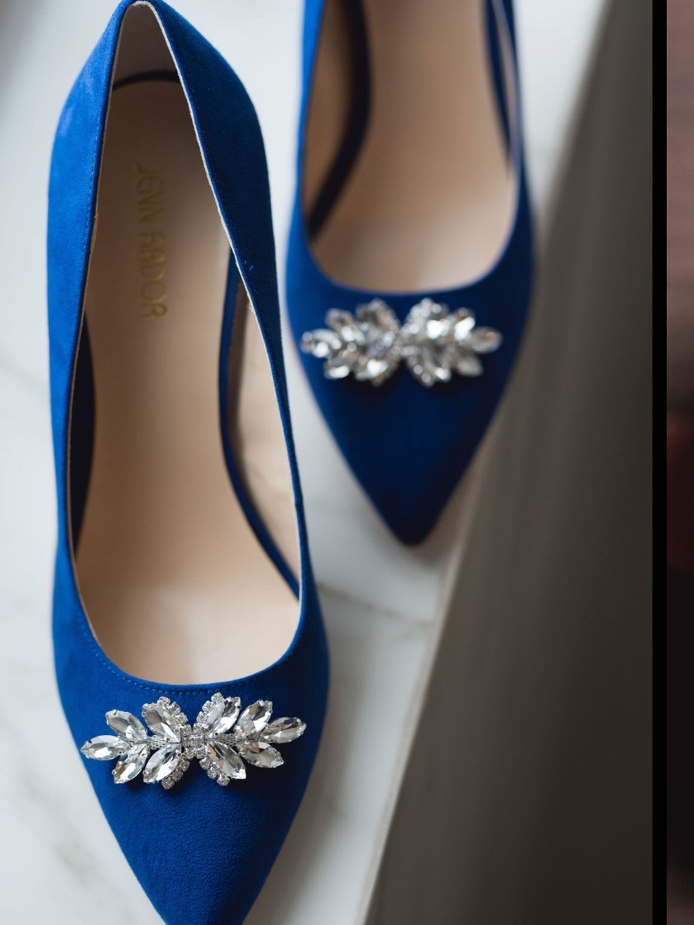 Wedding Shoes / Women’s Royal Blue Pointed Toe Embellished Pumps/ Something Blue